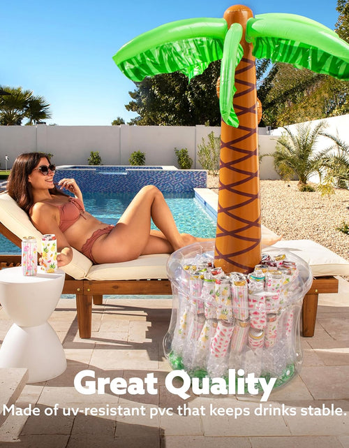 Load image into Gallery viewer, 60&quot; Inflatable Palm Tree Cooler, Beach Theme Ocean Jungle Tropical Themed Summer Outdoor Drink Cooler
