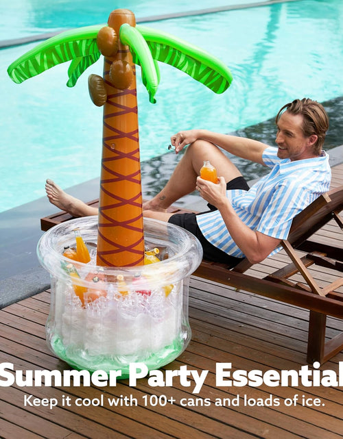 Load image into Gallery viewer, 60&quot; Inflatable Palm Tree Cooler, Beach Theme Ocean Jungle Tropical Themed Summer Outdoor Drink Cooler
