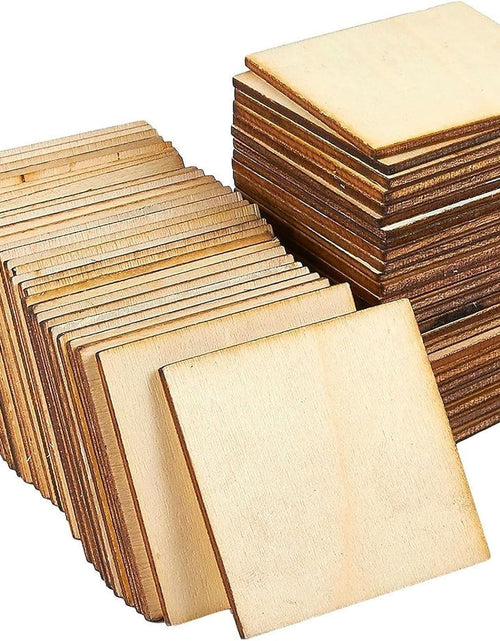 Load image into Gallery viewer, 60 Pieces 2x2 Wood Squares for DIY Crafts, Unfinished Wooden Cutout Tiles for Painting

