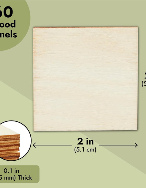 Load image into Gallery viewer, 60 Pieces 2x2 Wood Squares for DIY Crafts, Unfinished Wooden Cutout Tiles for Painting
