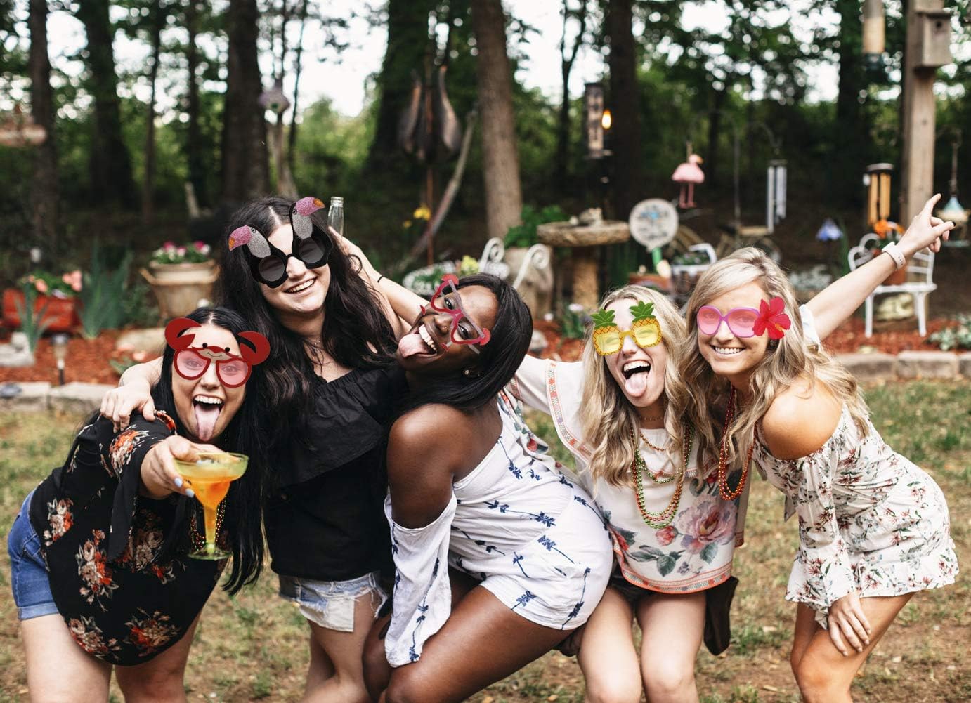 9 Pairs Funny Hawaiian Glasses, Tropical Fancy Dress Props, Fun Summer