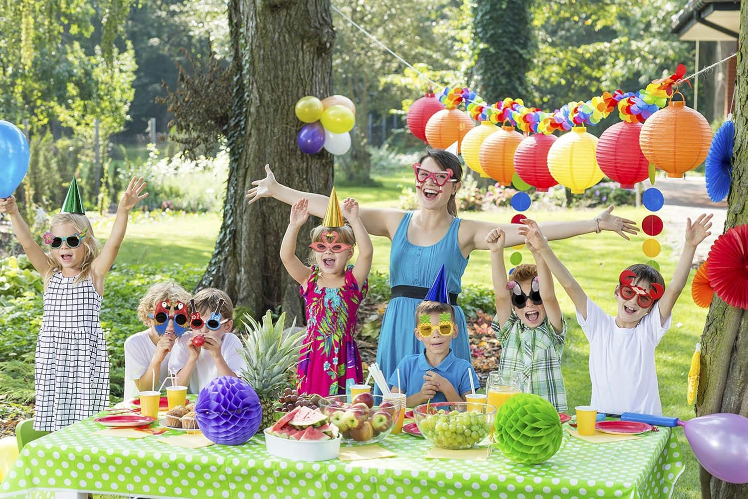 9 Pairs Funny Hawaiian Glasses, Tropical Fancy Dress Props, Fun Summer