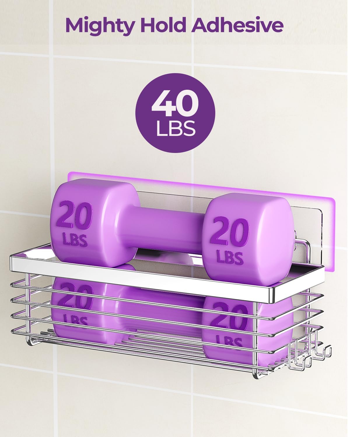 3 Pack SUS304 Stainless Steel-No Drilling-Shower Bathroom Shelves Rack
