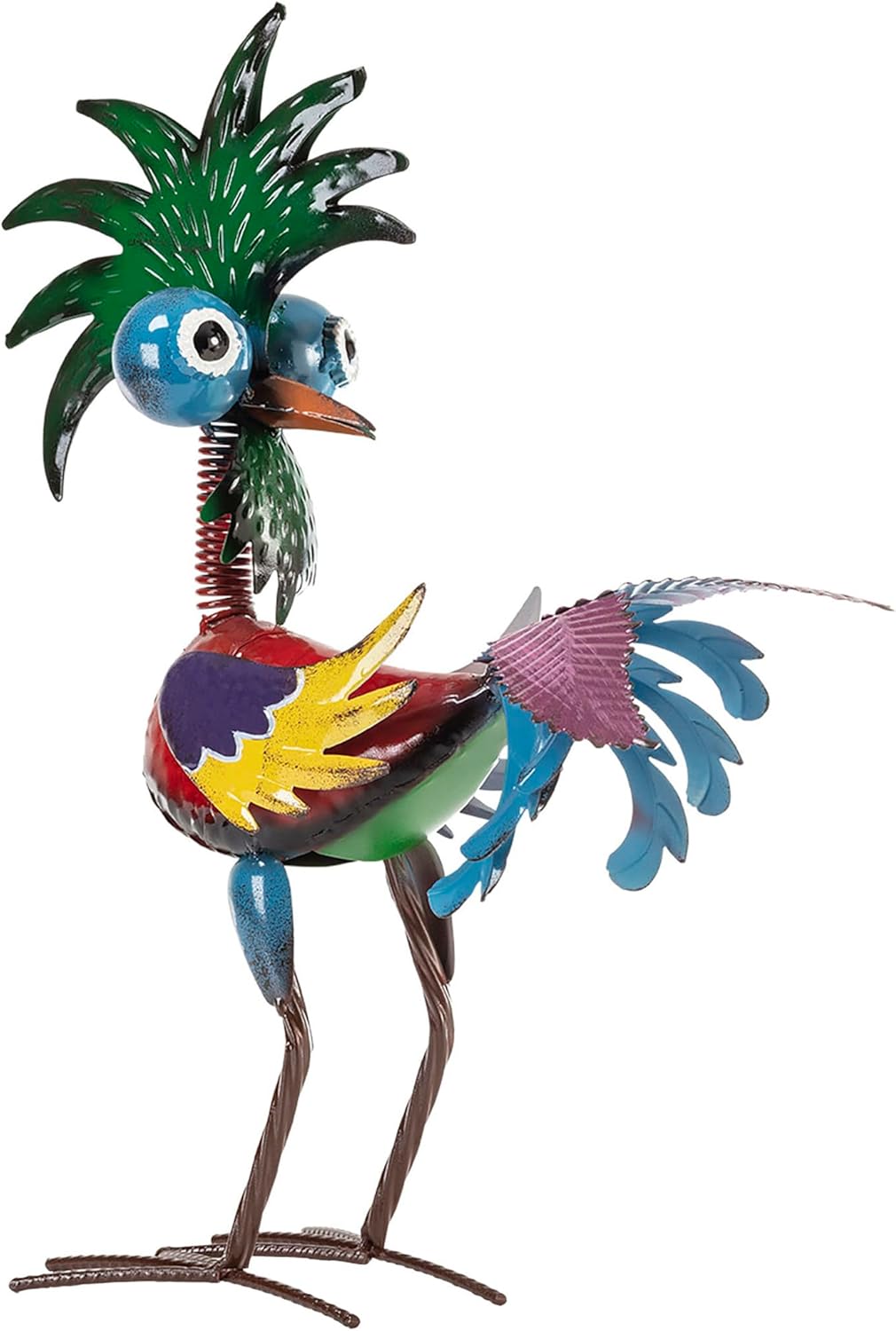 19" Tall Wild Tropical Metal Rooster Yard Statue outdoor garden decoration