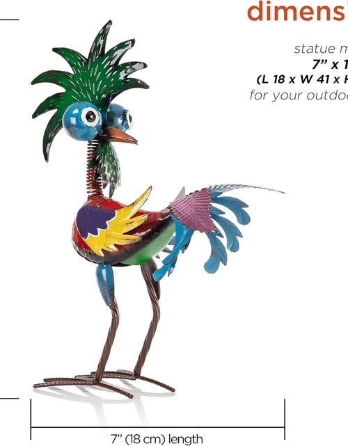 Load image into Gallery viewer, 19&quot; Tall Wild Tropical Metal Rooster Yard Statue outdoor garden decoration
