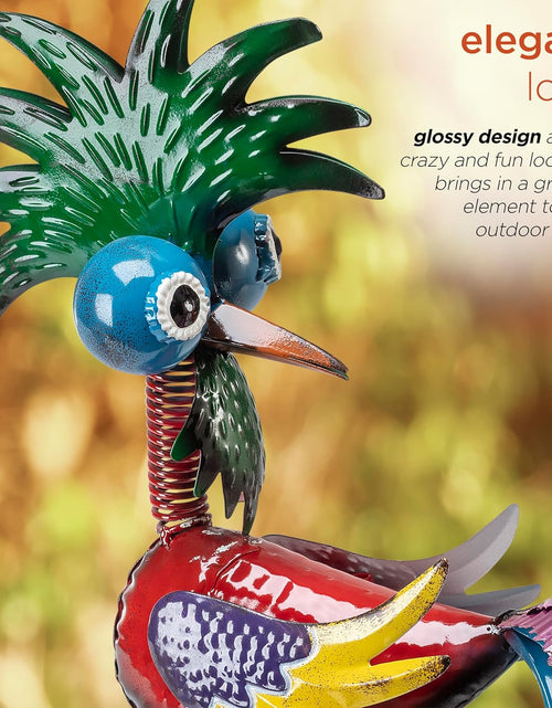 Load image into Gallery viewer, 19&quot; Tall Wild Tropical Metal Rooster Yard Statue outdoor garden decoration
