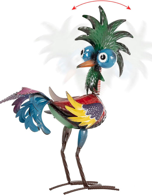 Load image into Gallery viewer, 19&quot; Tall Wild Tropical Metal Rooster Yard Statue outdoor garden decoration
