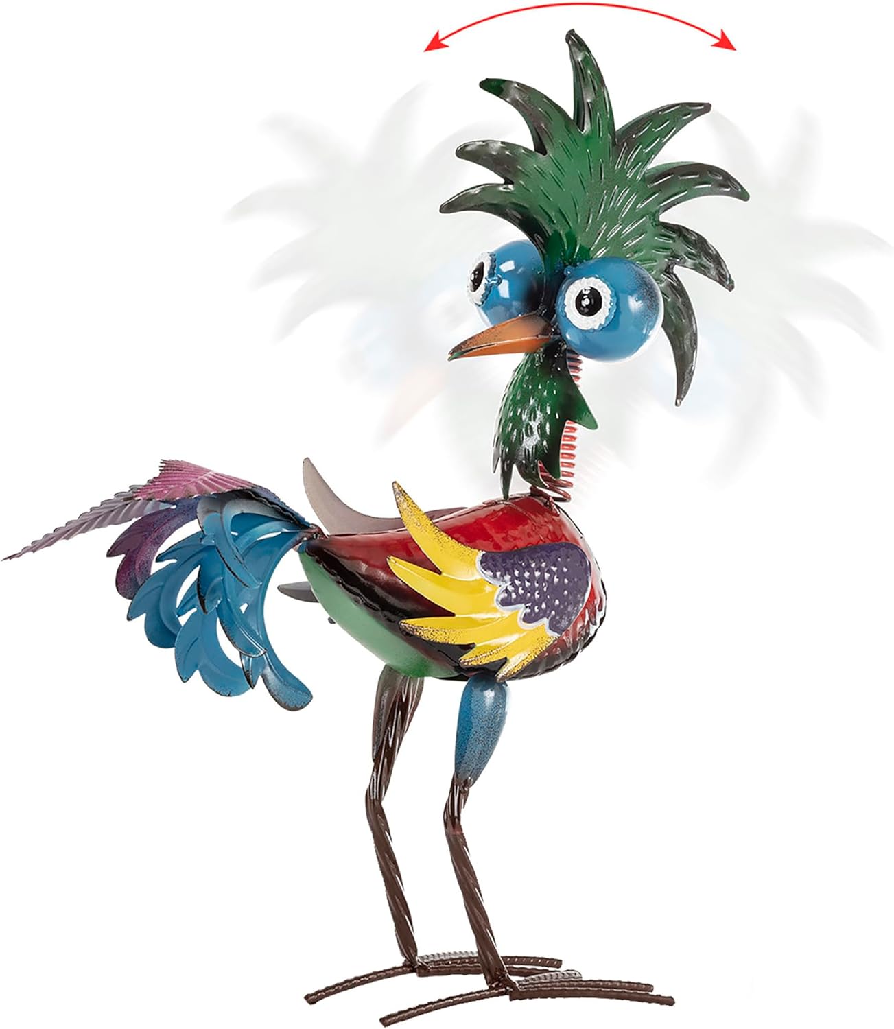 19" Tall Wild Tropical Metal Rooster Yard Statue outdoor garden decoration