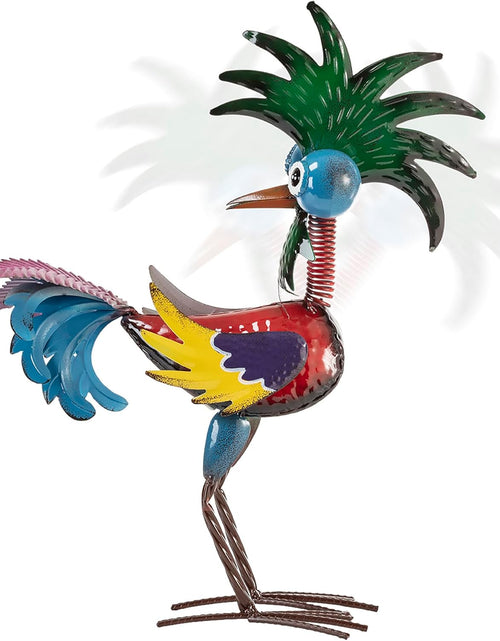 Load image into Gallery viewer, 19&quot; Tall Wild Tropical Metal Rooster Yard Statue outdoor garden decoration
