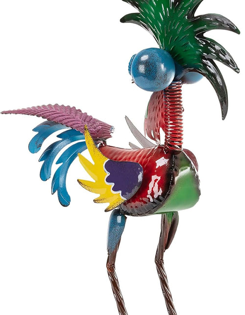 Load image into Gallery viewer, 19&quot; Tall Wild Tropical Metal Rooster Yard Statue outdoor garden decoration
