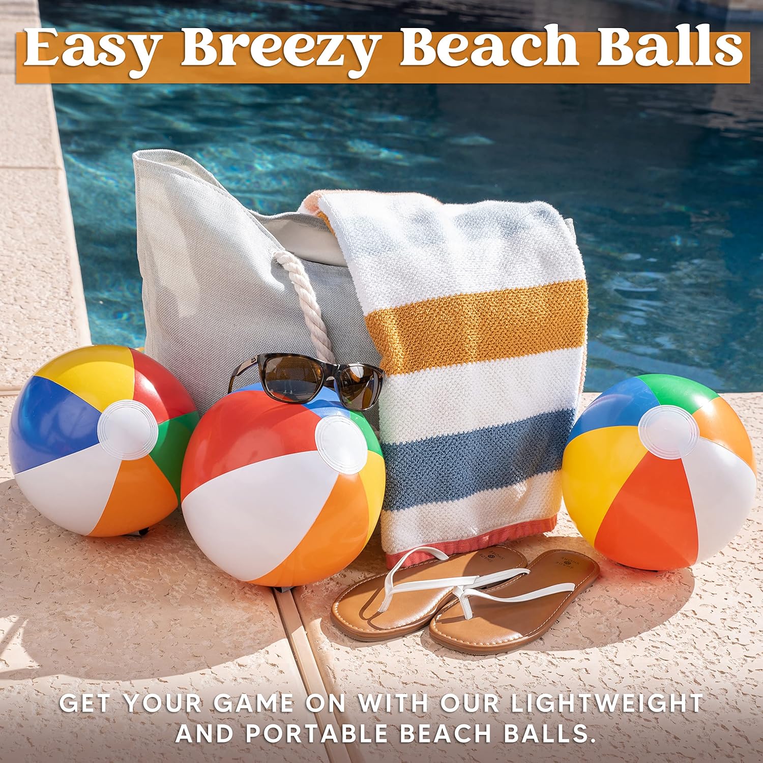 Rainbow Beach Balls(12 Pack), 12'' Inflatable Swimming Pool Toys for Summer