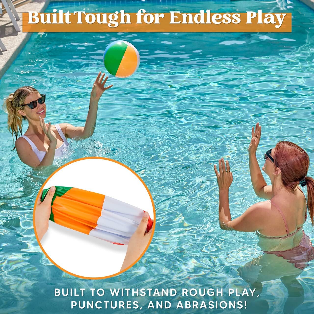 Rainbow Beach Balls(12 Pack), 12'' Inflatable Swimming Pool Toys for Summer