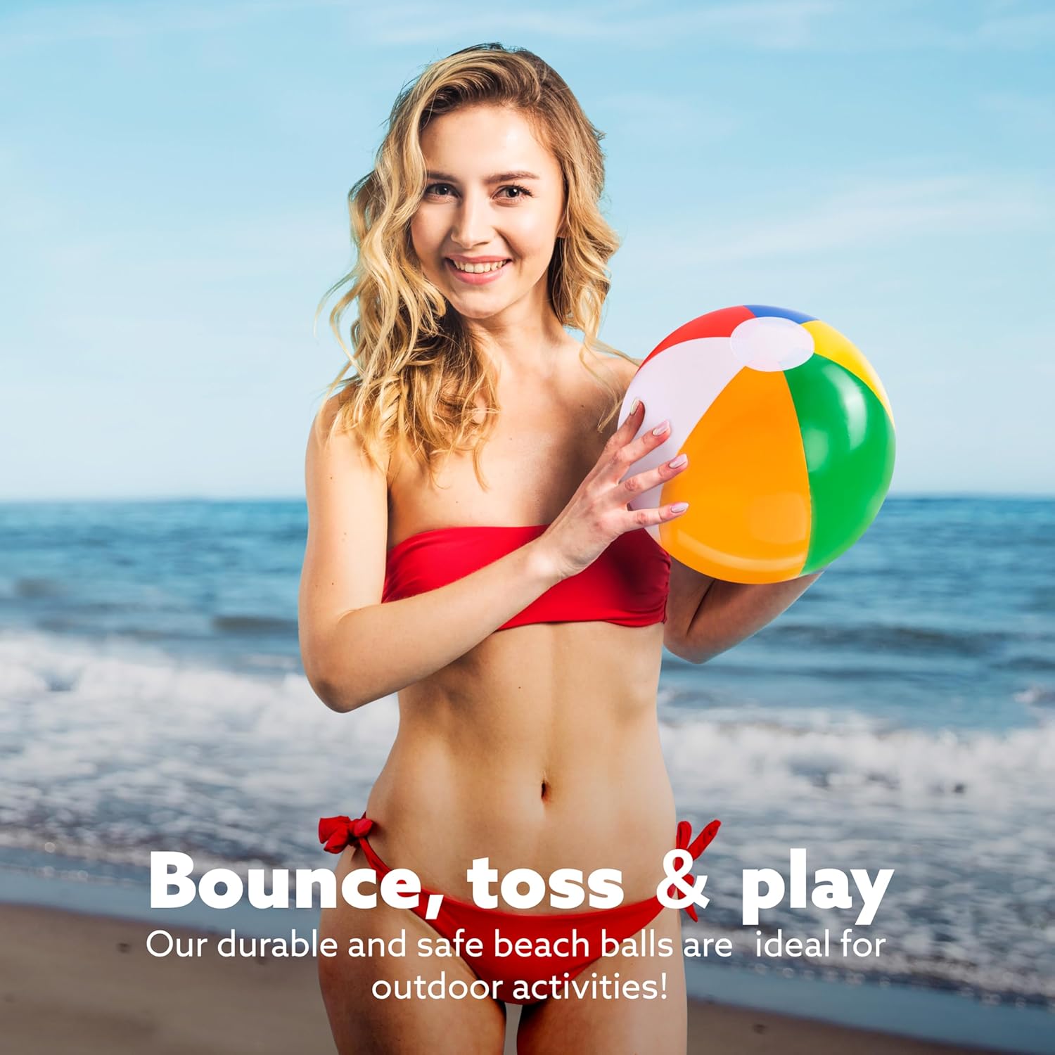 Rainbow Beach Balls(12 Pack), 12'' Inflatable Swimming Pool Toys for Summer