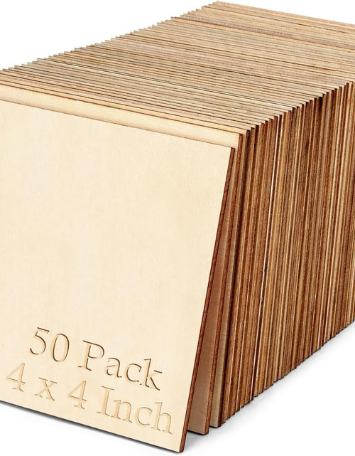 Load image into Gallery viewer, 50PCS 4x4 Inch Wood Squares Unfinished Square Wood Pieces for Crafts,Painting, Writing
