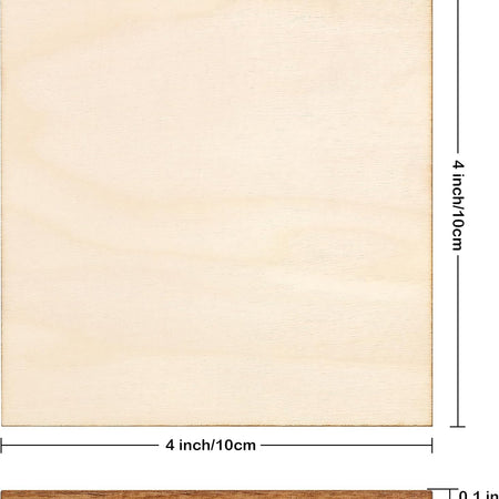 50PCS 4x4 Inch Wood Squares Unfinished Square Wood Pieces for Crafts,Painting, Writing