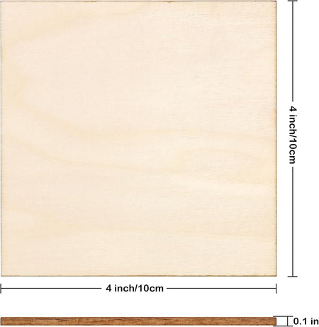 50PCS 4x4 Inch Wood Squares Unfinished Square Wood Pieces for Crafts,Painting, Writing