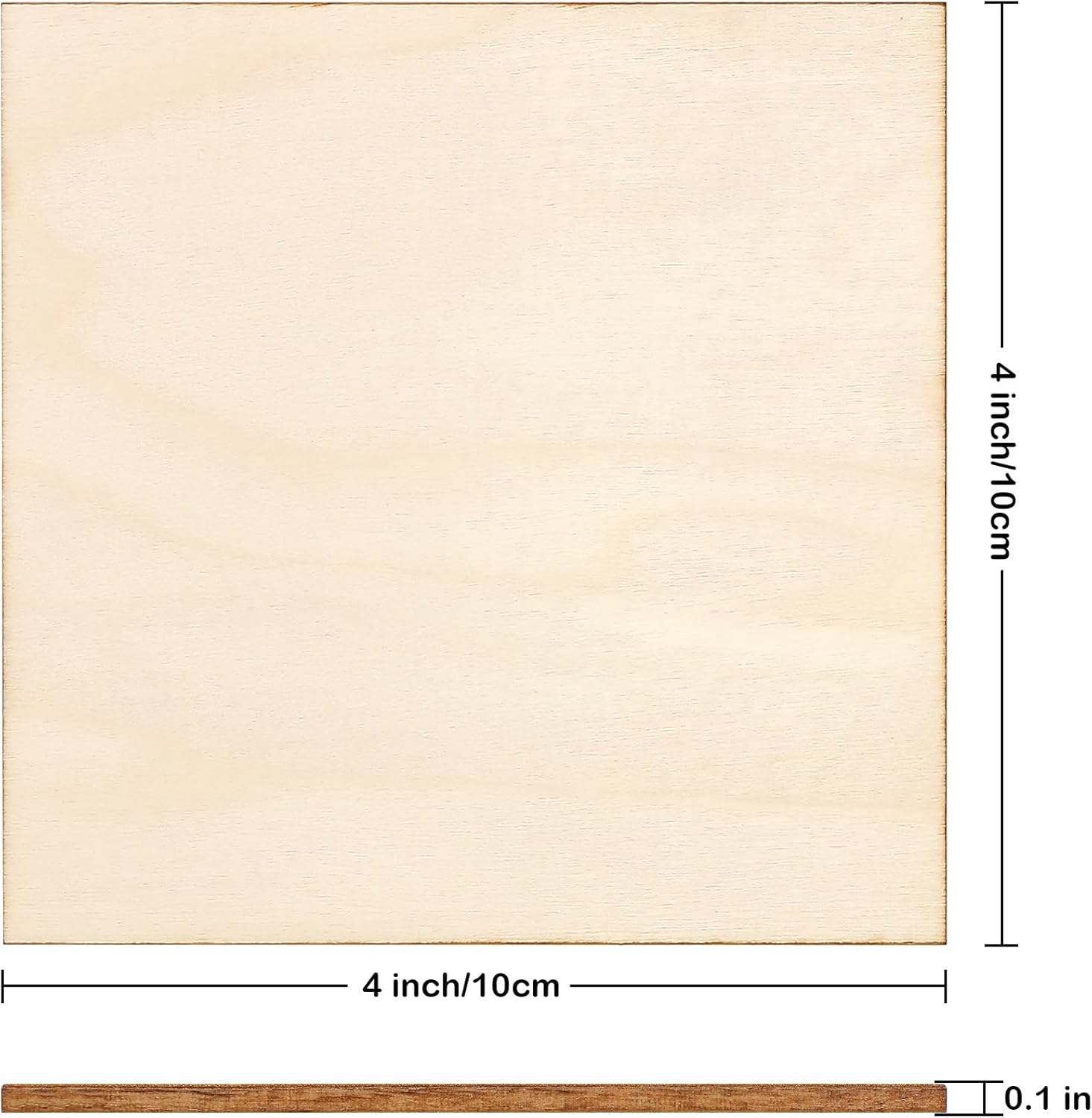 50PCS 4x4 Inch Wood Squares Unfinished Square Wood Pieces for Crafts,Painting, Writing