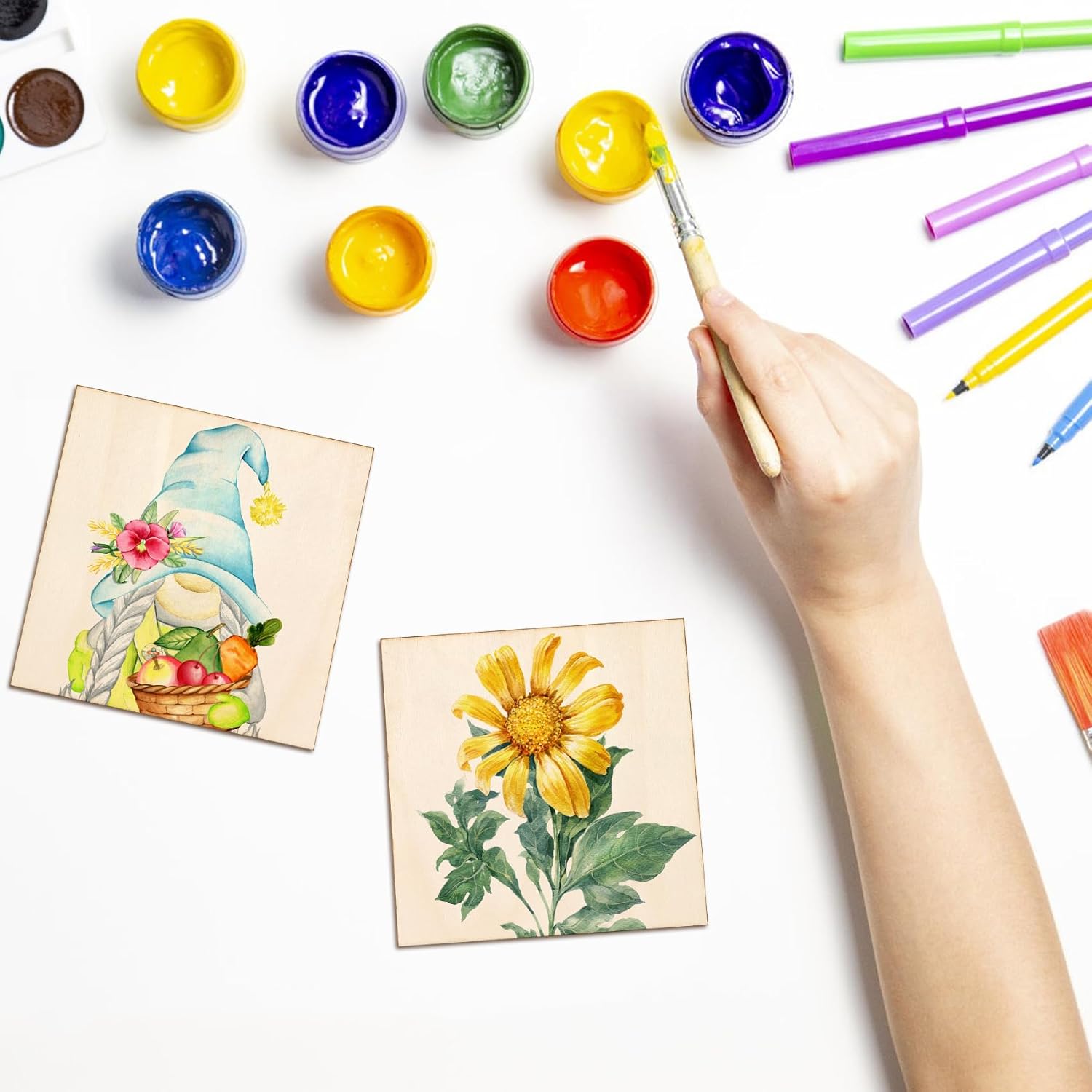 50PCS 4x4 Inch Wood Squares Unfinished Square Wood Pieces for Crafts,Painting, Writing