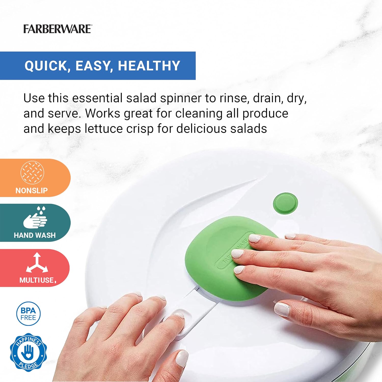 6.6 quart Pump Spinner with Bowl, Colander and Built in draining System