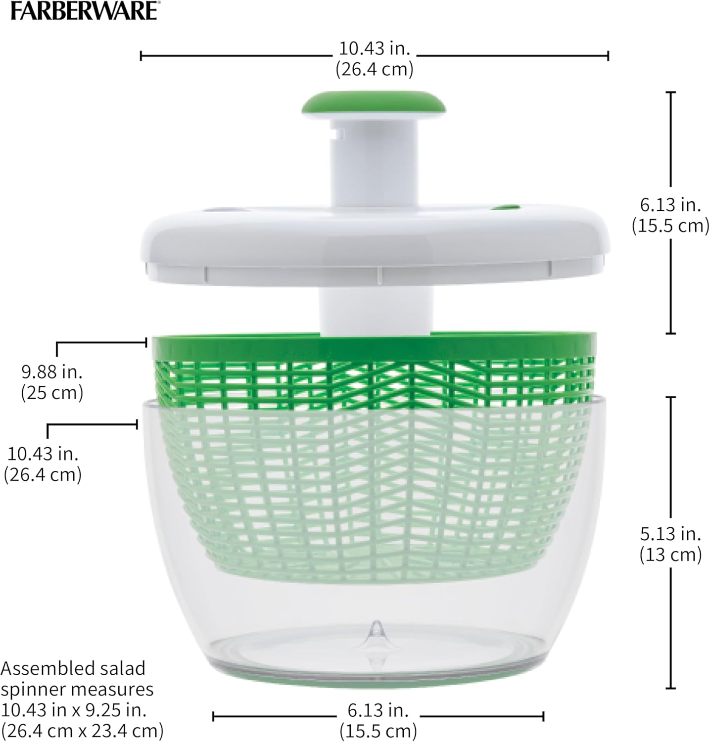 6.6 quart Pump Spinner with Bowl, Colander and Built in draining System