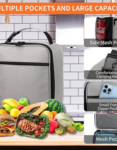 Load image into Gallery viewer, Reusable Lunch Bag Men Adult Women- Insulated Small LunchBox (Light Gray)
