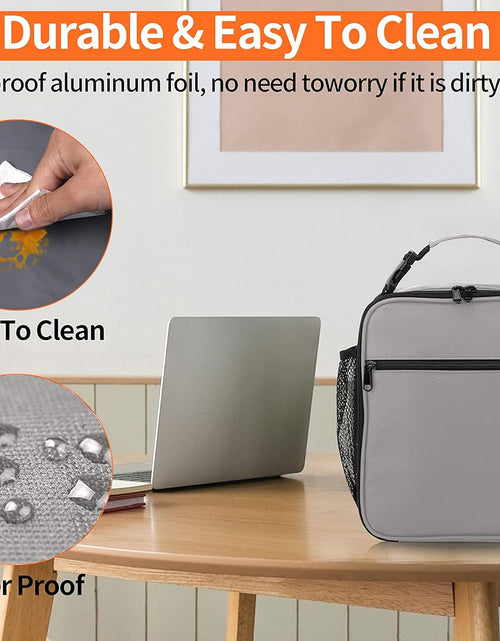 Load image into Gallery viewer, Reusable Lunch Bag Men Adult Women- Insulated Small LunchBox (Light Gray)
