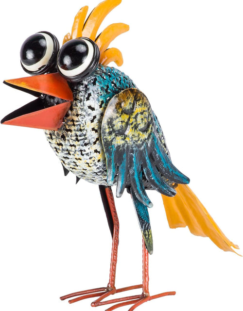Load image into Gallery viewer, 11&quot; Tall Outdoor Metal Wide-Eyed Bird Standing Yard Statue Decoration
