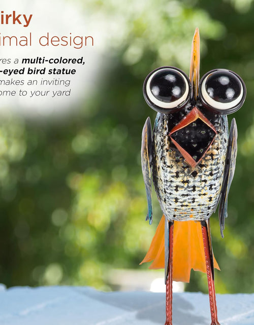 Load image into Gallery viewer, 11&quot; Tall Outdoor Metal Wide-Eyed Bird Standing Yard Statue Decoration
