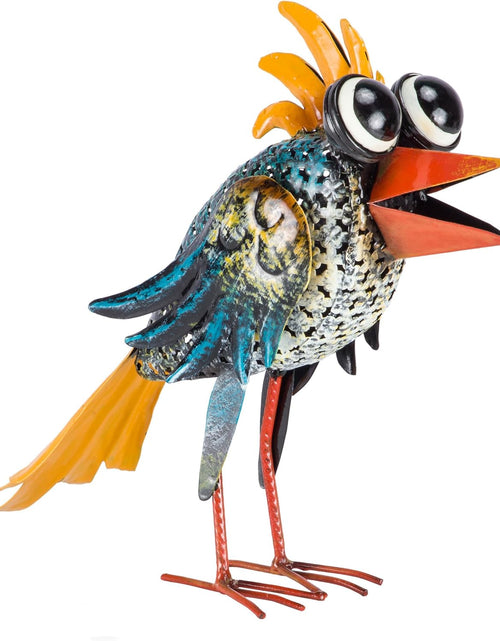 Load image into Gallery viewer, 11&quot; Tall Outdoor Metal Wide-Eyed Bird Standing Yard Statue Decoration
