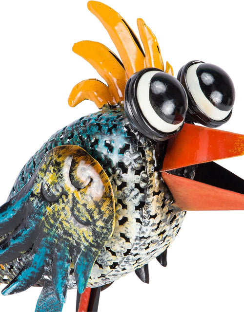 Load image into Gallery viewer, 11&quot; Tall Outdoor Metal Wide-Eyed Bird Standing Yard Statue Decoration
