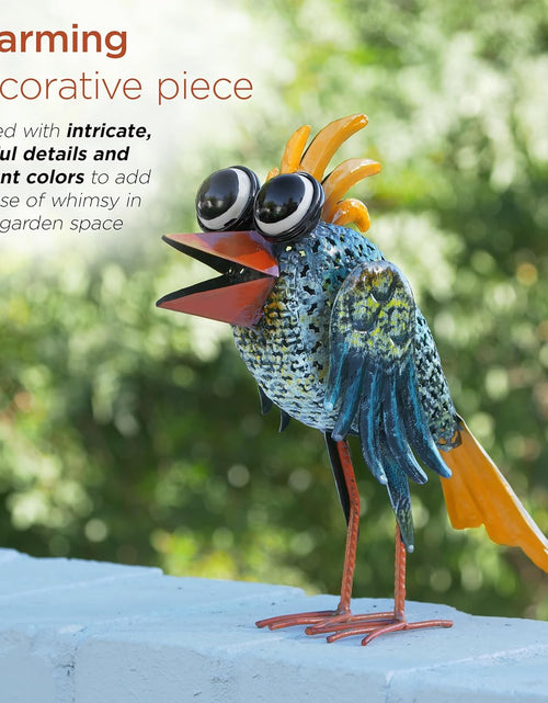 Load image into Gallery viewer, 11&quot; Tall Outdoor Metal Wide-Eyed Bird Standing Yard Statue Decoration
