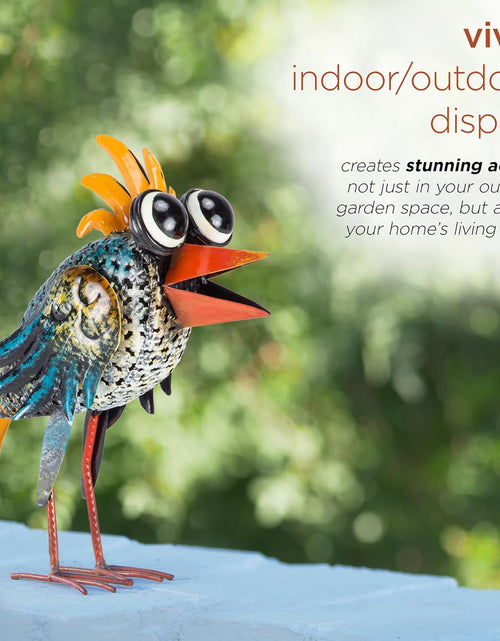 Load image into Gallery viewer, 11&quot; Tall Outdoor Metal Wide-Eyed Bird Standing Yard Statue Decoration
