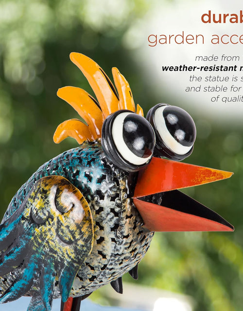 Load image into Gallery viewer, 11&quot; Tall Outdoor Metal Wide-Eyed Bird Standing Yard Statue Decoration

