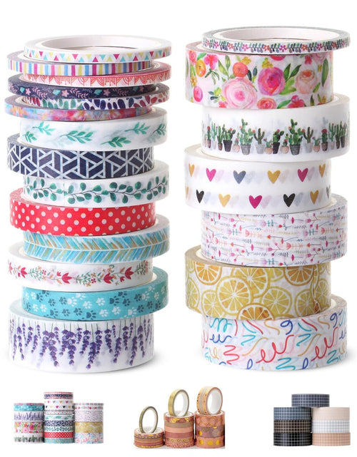 Load image into Gallery viewer, 21 Rolls, Decorative Cute Floral Washi Tape for Bible Journaling, Bullet Journal Supplies

