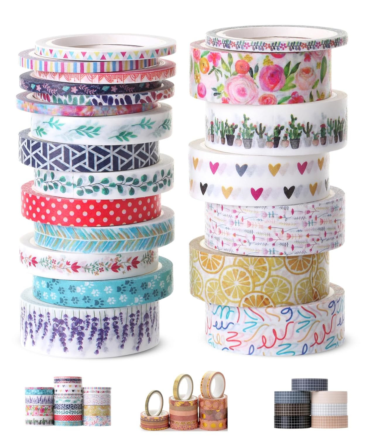 21 Rolls, Decorative Cute Floral Washi Tape for Bible Journaling, Bullet Journal Supplies