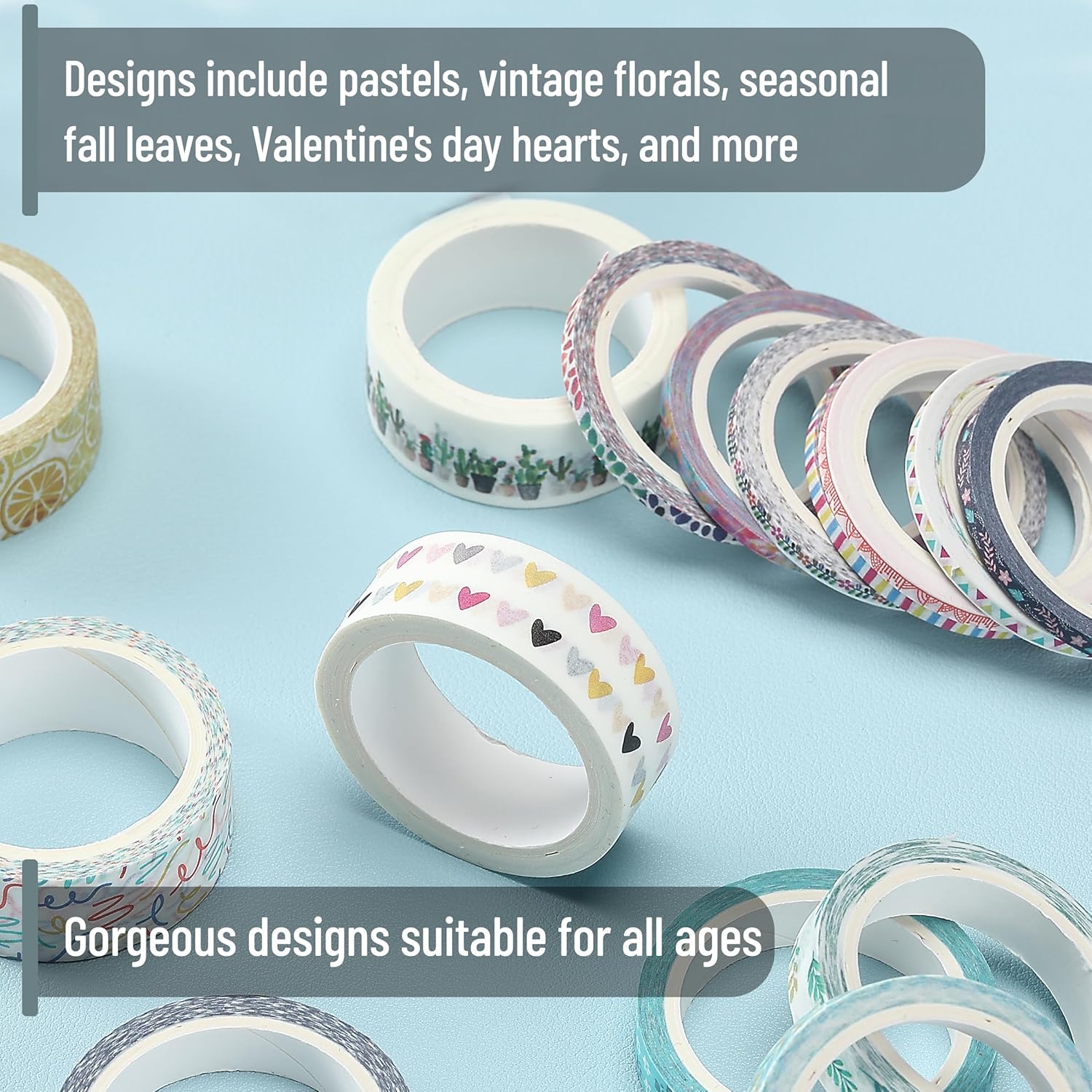 21 Rolls, Decorative Cute Floral Washi Tape for Bible Journaling, Bullet Journal Supplies