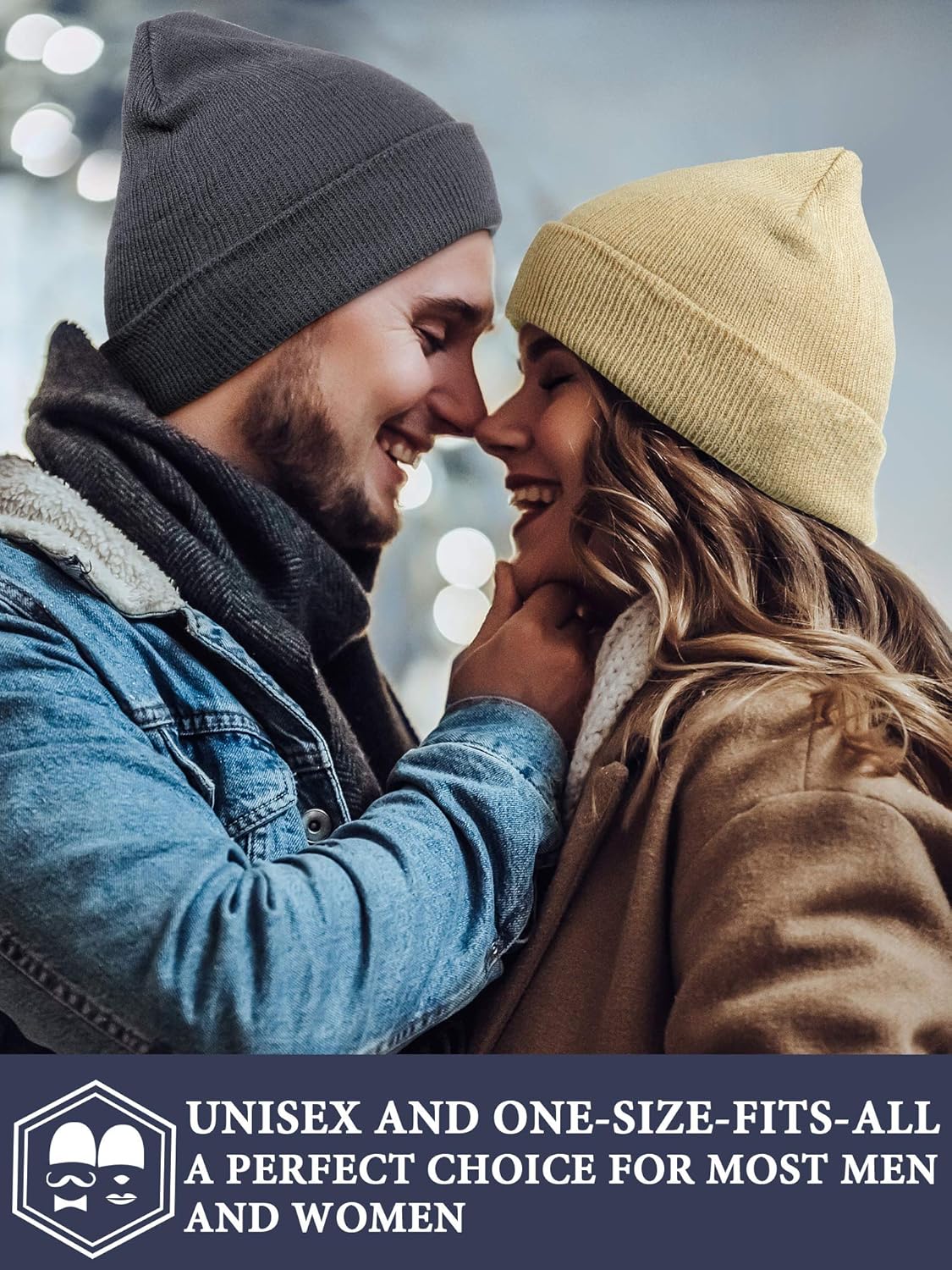 6 Pack Beanie Hats Pack for Men Women Winter Hats Knitted