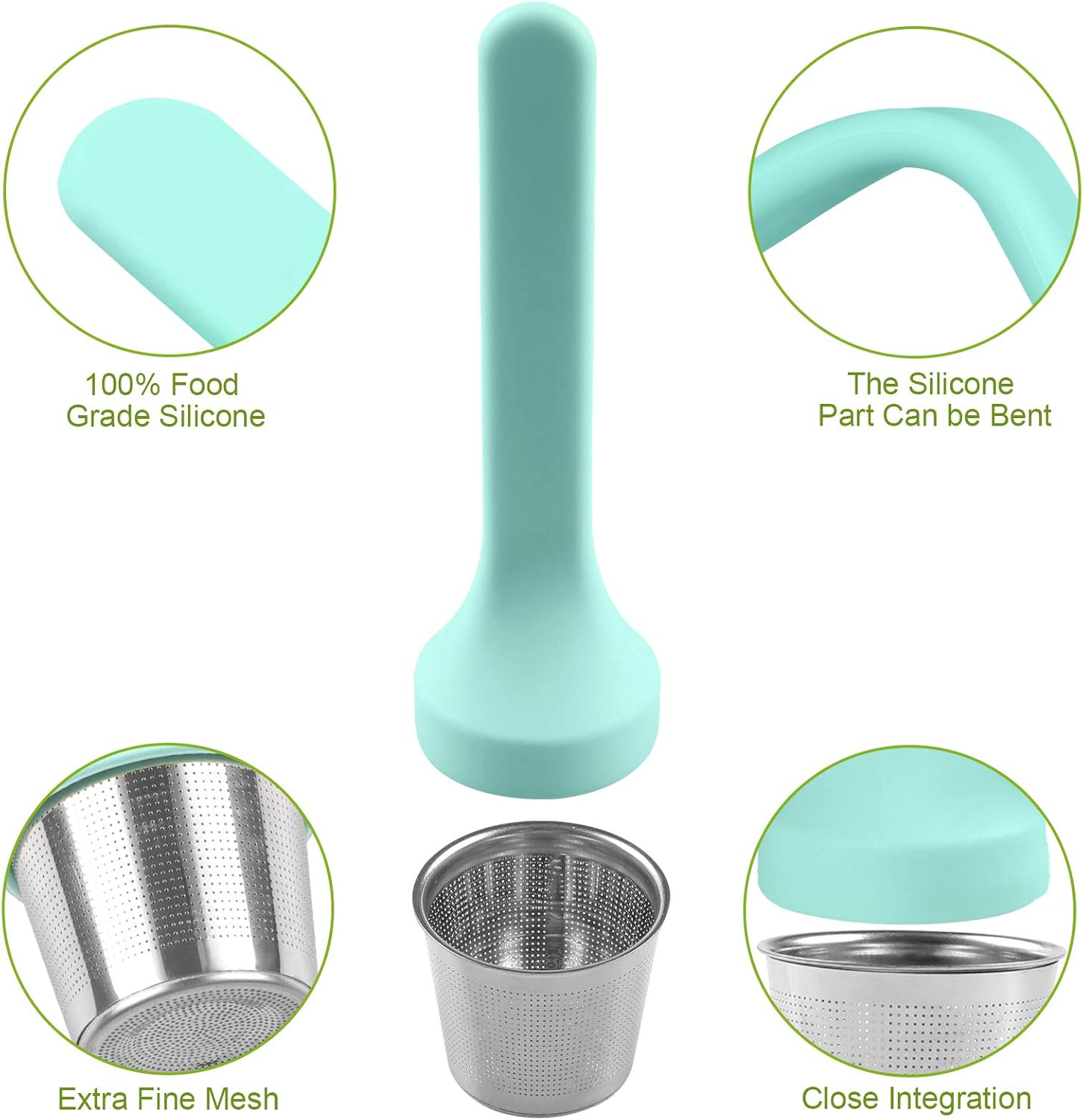 Tea Cup Filter Silicone Handle Stainless Steel Tea Strainer
