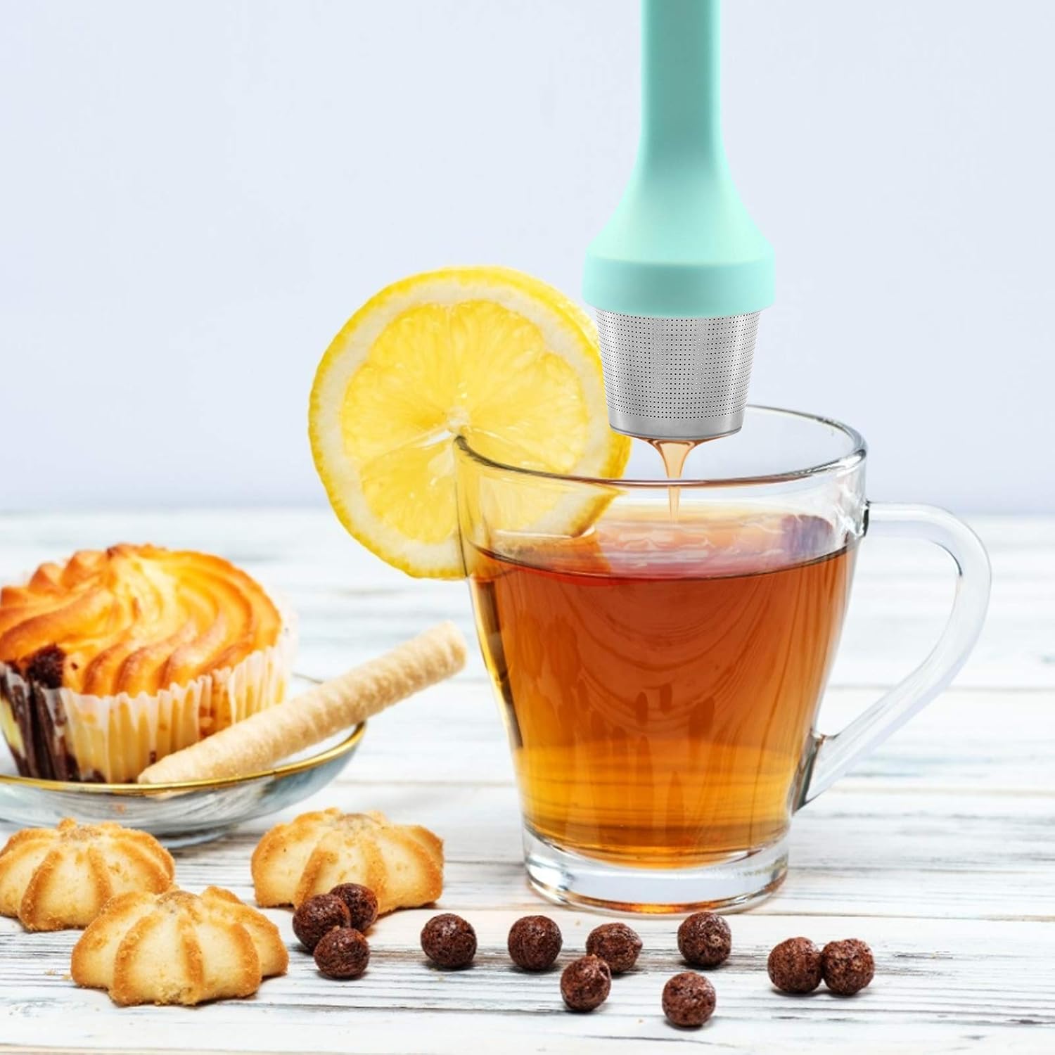 Tea Cup Filter Silicone Handle Stainless Steel Tea Strainer