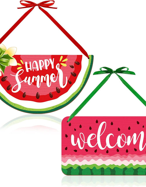 Load image into Gallery viewer, 2 Pieces Watermelon Hanging Sign Summer Watermelon Hanging Door Sign
