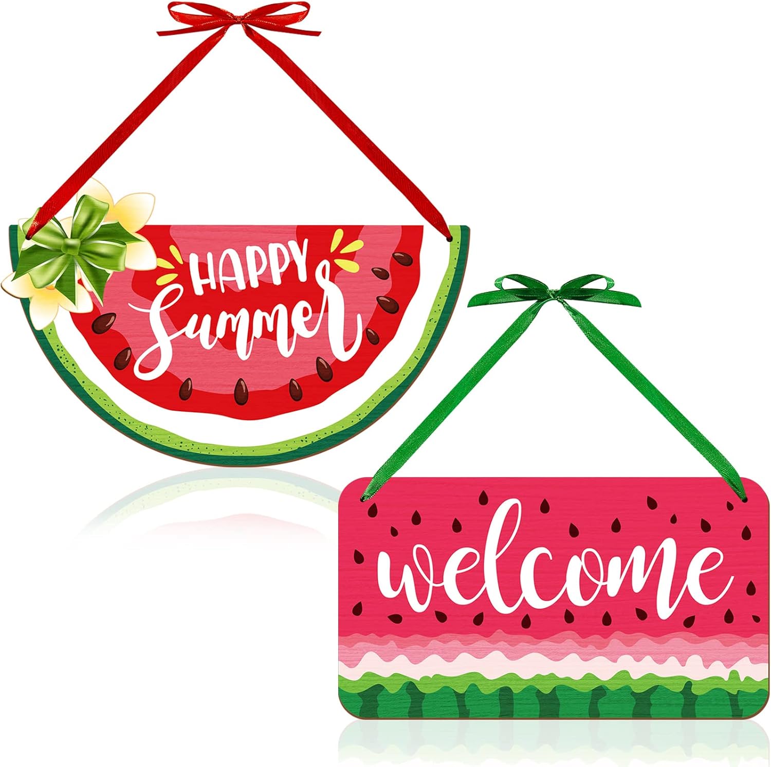 2 Pieces Watermelon Hanging Sign Summer Watermelon Hanging Door Sign