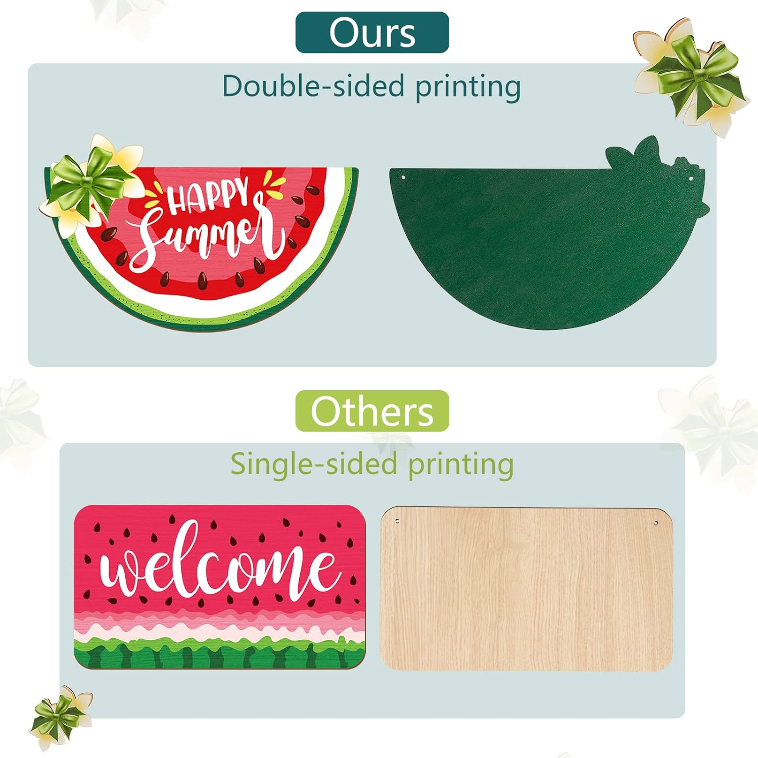 2 Pieces Watermelon Hanging Sign Summer Watermelon Hanging Door Sign
