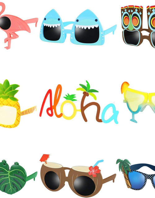 Load image into Gallery viewer, 9 Pairs Funny Hawaiian Glasses, Tropical Fancy Dress Props, Fun Summer
