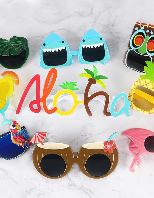 Load image into Gallery viewer, 9 Pairs Funny Hawaiian Glasses, Tropical Fancy Dress Props, Fun Summer
