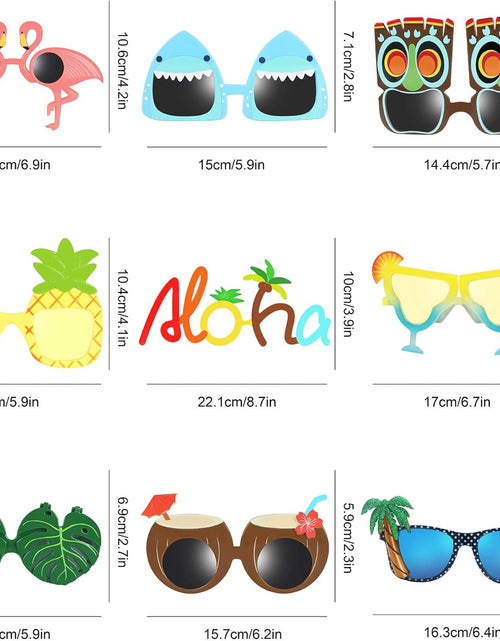 Load image into Gallery viewer, 9 Pairs Funny Hawaiian Glasses, Tropical Fancy Dress Props, Fun Summer
