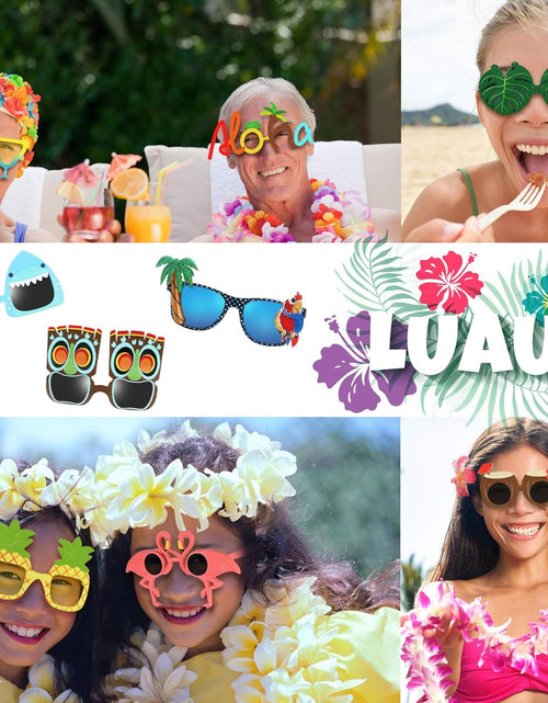 Load image into Gallery viewer, 9 Pairs Funny Hawaiian Glasses, Tropical Fancy Dress Props, Fun Summer

