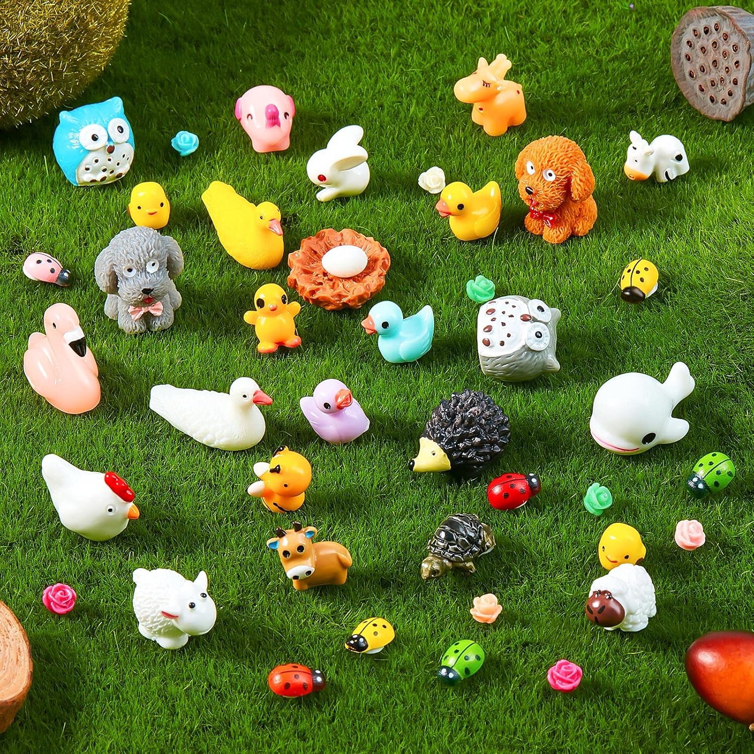 100 Pcs Mini Resin Animals Tiny Miniature Animals Small Duck Figures Tiny Resin