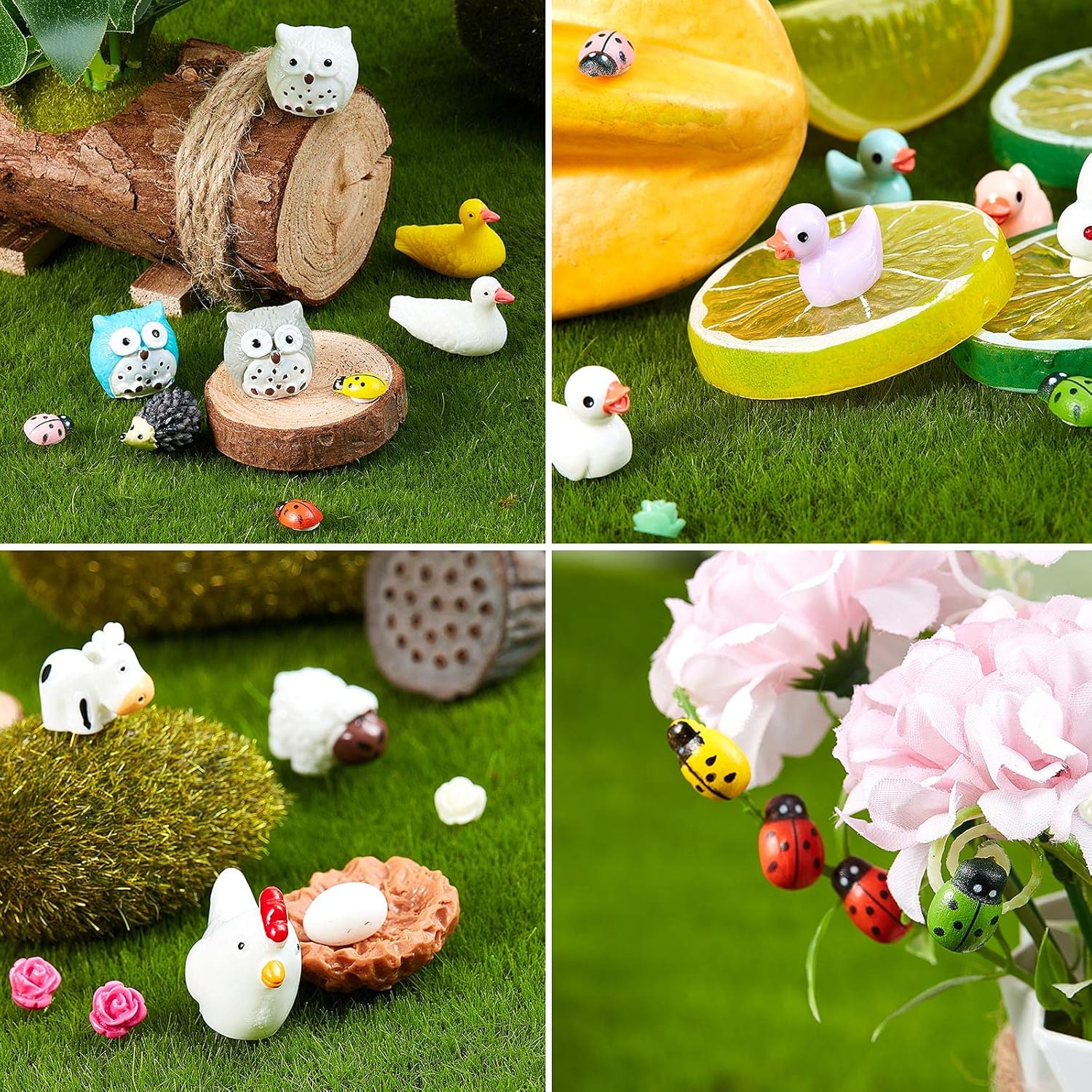 100 Pcs Mini Resin Animals Tiny Miniature Animals Small Duck Figures Tiny Resin
