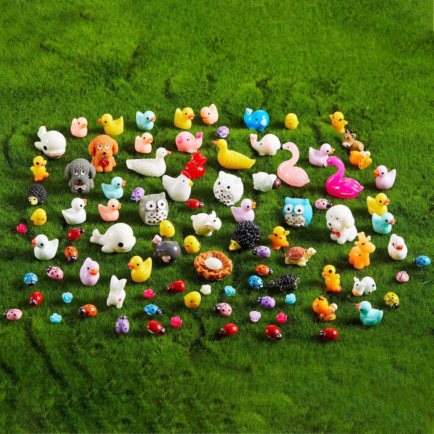 100 Pcs Mini Resin Animals Tiny Miniature Animals Small Duck Figures Tiny Resin