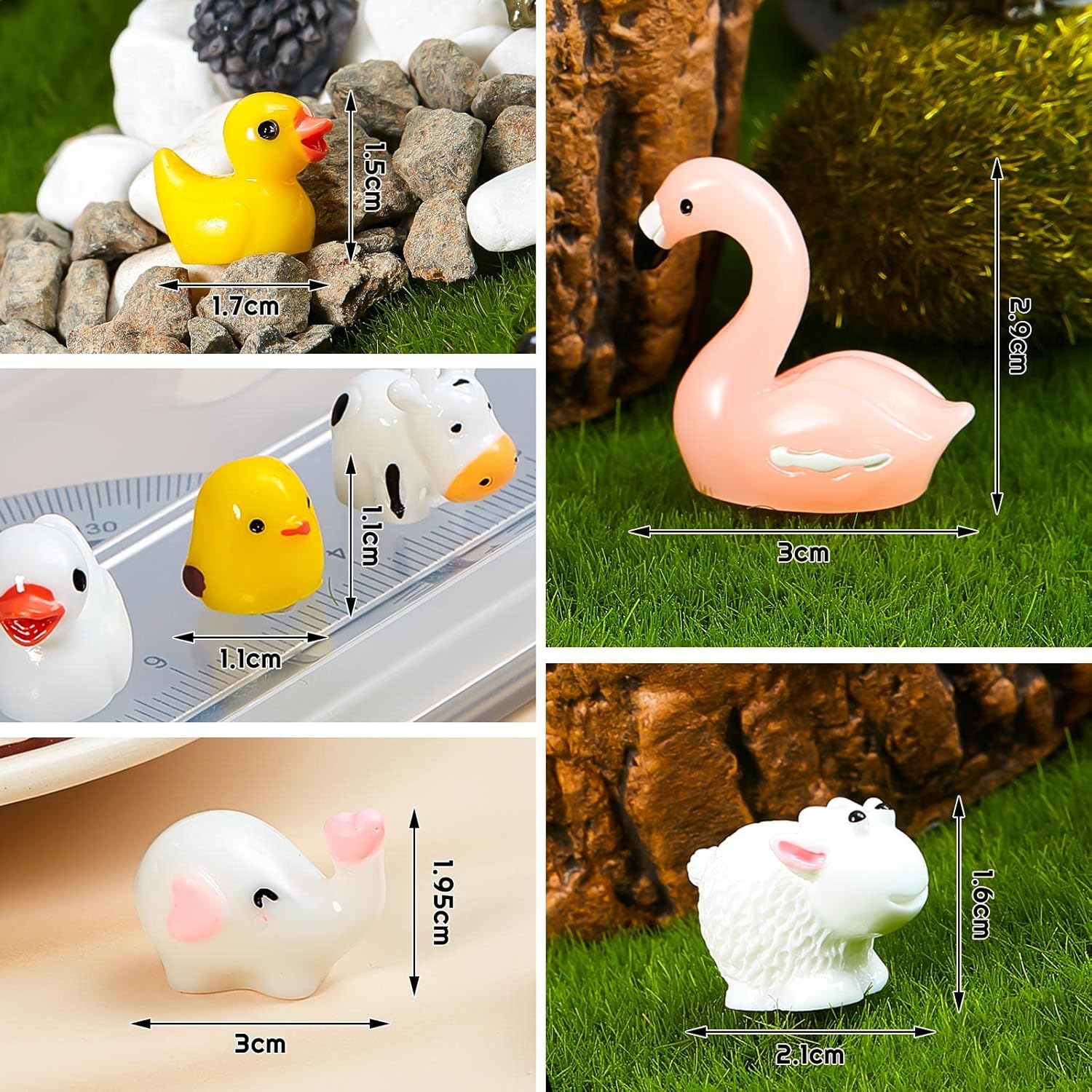 100 Pcs Mini Resin Animals Tiny Miniature Animals Small Duck Figures Tiny Resin